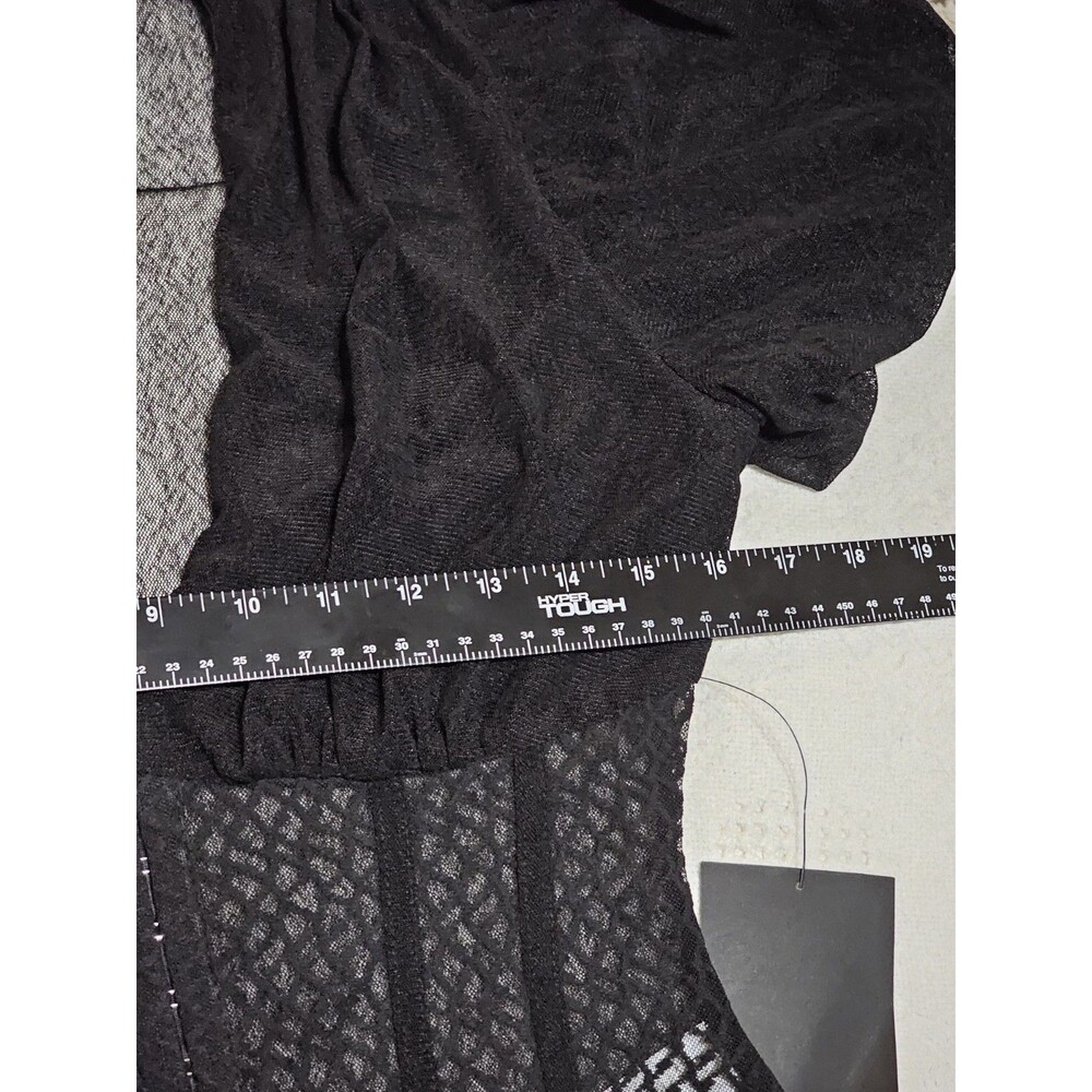 Lulus-Women's Mesh Puff Sleeve Bodysuit-Black/size Length: 21"​ Pit to pit 16 - Picture 14 of 15